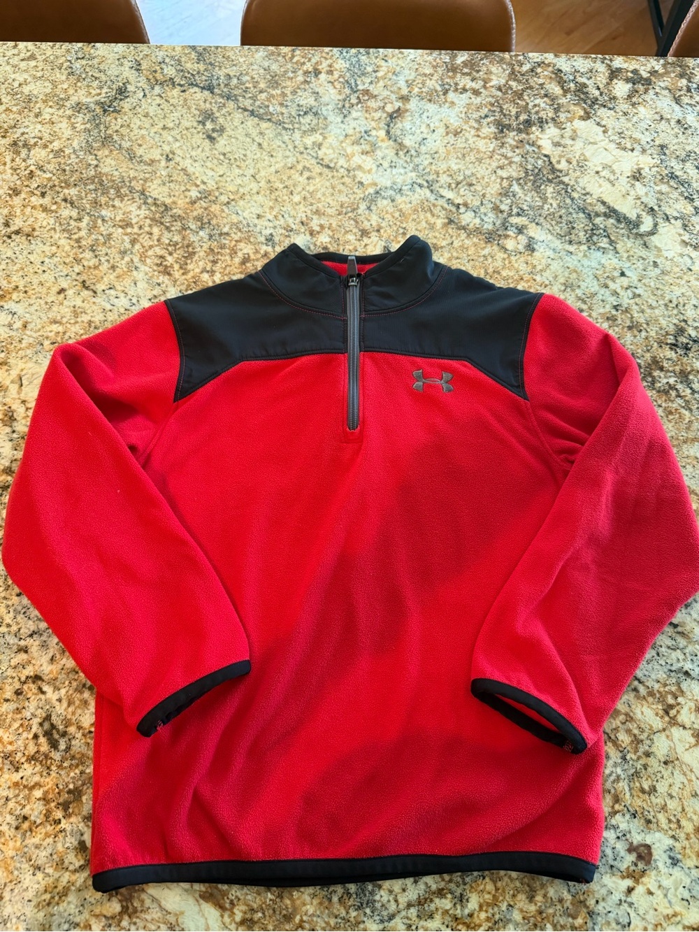 Under Armour Red and Black Quarter-Zip Fleece Pullover